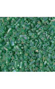 Miyuki quarter tila 5x1.2mm beads - Matted transparent green ab QTL-146FR